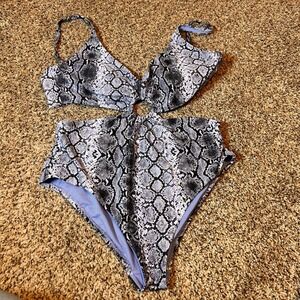 Bar III Snake Print Cut Out‎ High Waist One Piece Swimsuit - Women's XL